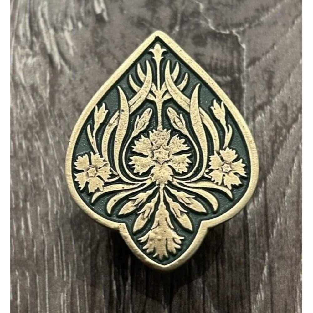 Dianthus Sage Cabinet Knobs Antique Brass Green Ornate High End Decorative